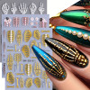 3pcs Halloween Skull Hand Bone Rose Nail Art Stickers