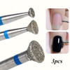 3pcs Diamond Cuticle Removal Bits with 3/32" Shank