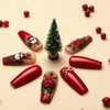 New Year, Christmas, Winter Snowflake with Flowers Press-On Nails