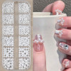 1 Box 3D White Pearl Nail Charms – Round & Half Round Mix Sizes