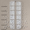 1 Box 3D White Pearl Nail Charms – Round & Half Round Mix Sizes