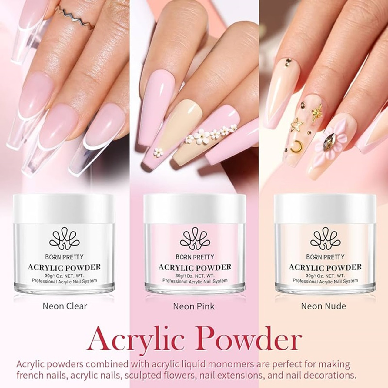 Born Pretty Acrylic Powder Pink - Nail Supplies Mumbai