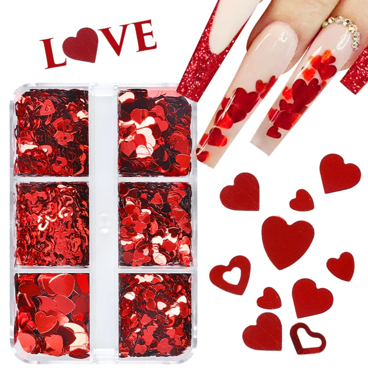 In Love Sparkling Glitter Hearts #2 (Faux Glitter) #red #decor