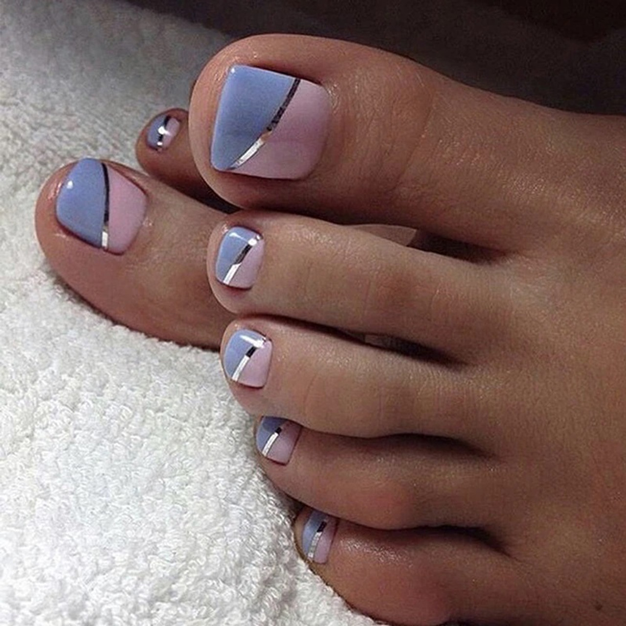 French Fake Toenails Simple Foot Nails Nail Tips Toe Nails for Women Girl |  eBay