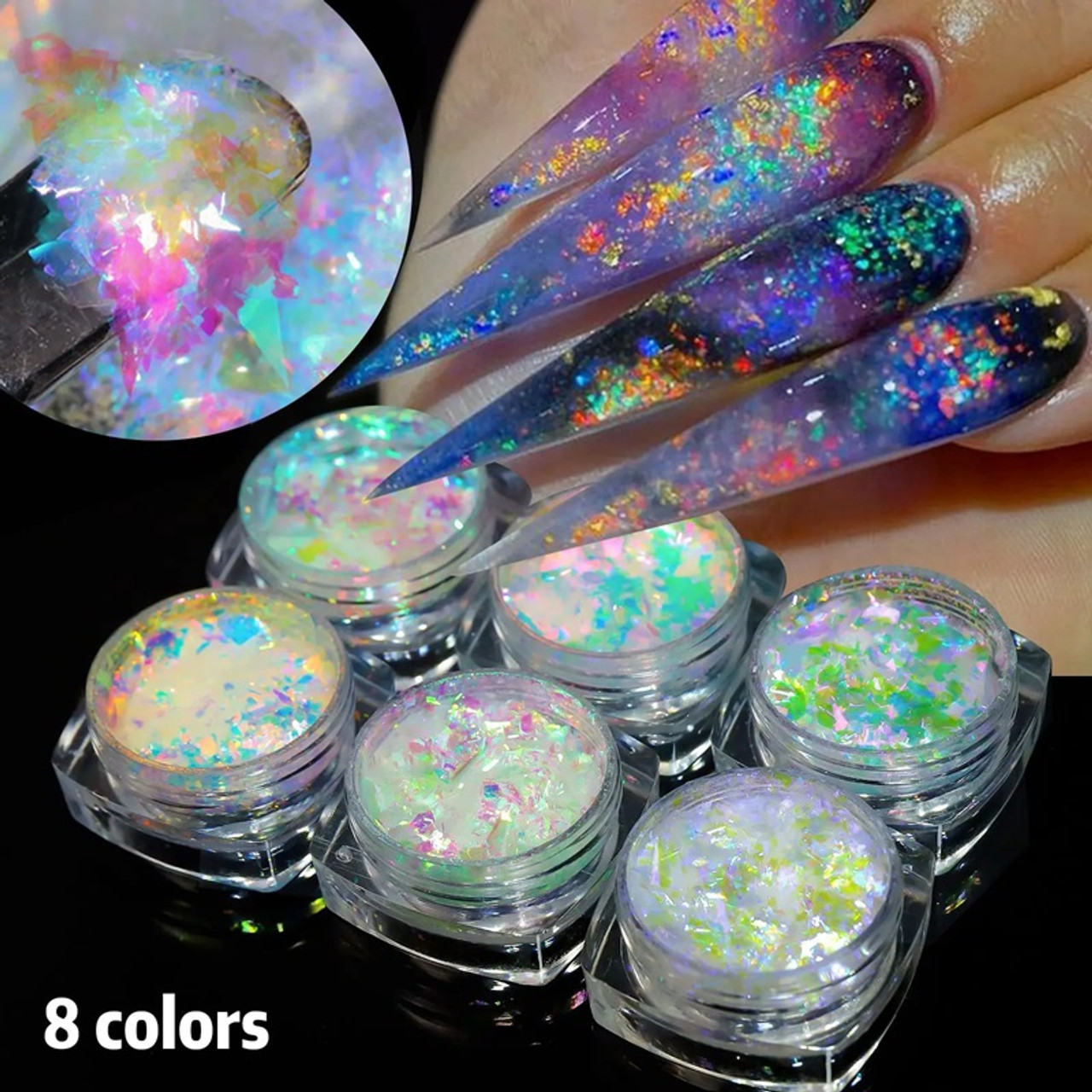 Buy Unicorn Chrome Mirror Powder Crystal AB Aurora Pigment Nails Trend  White Pearl Opalescent Neon Pigment Nail Art Decoration Shimmer Shiny  Online in India - Etsy