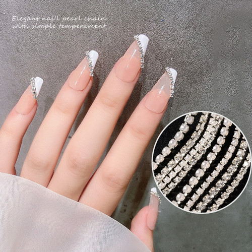 Gold and Silver Pearl Chain for nail art