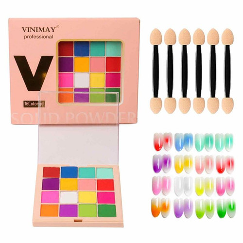 16 Colors Solid Gradient Pigment Mirror Chrome Set