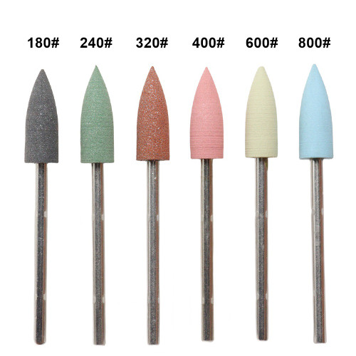 6Pcs Shine Nail Rubber Polishing Bits