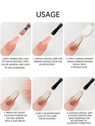 6pcs Chrome Mirror Nail Powder Set – Metallic & Aurora Collection