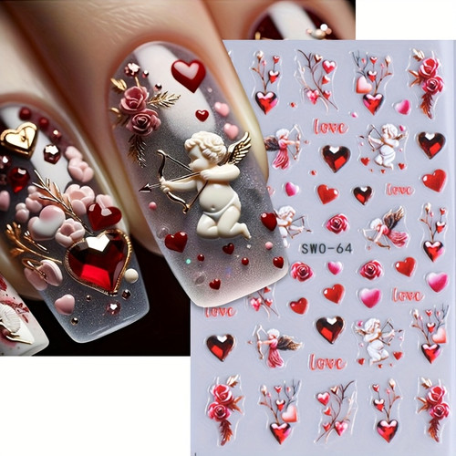 Fantasy Rose Heart Nail Art Stickers