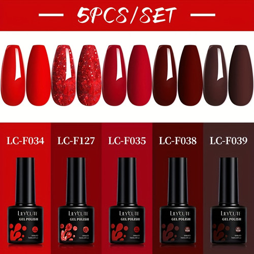 LILYCUTE 5pcs/SET Red Series – Κόκκινο Σετ Βερνικιών Gel