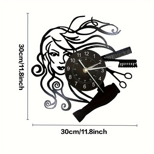 Black & White Hairdressing Wall Clock – Salon Decoration