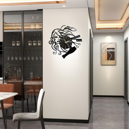 Black & White Hairdressing Wall Clock – Salon Decoration