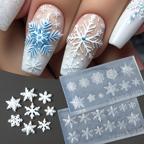 2pcs snowflake star silicone nail mold