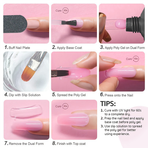 4-Color Poly Gel Nail Extension Kit with Led Lamp