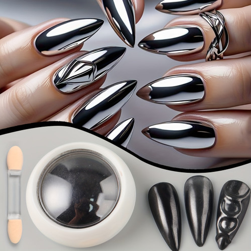 1 Box Magic Mirror Black Chrome Nail Powder