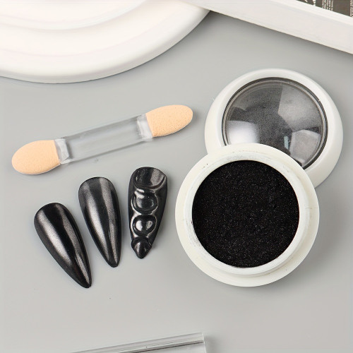 1 Box Magic Mirror Black Chrome Nail Powder