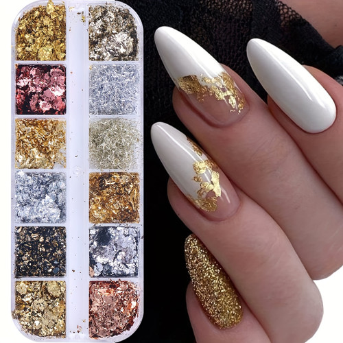 12 Grid Metallic Golden Foil Sequins