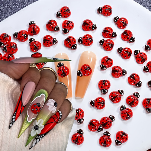 20pcs Cute Ladybug Nail Charms