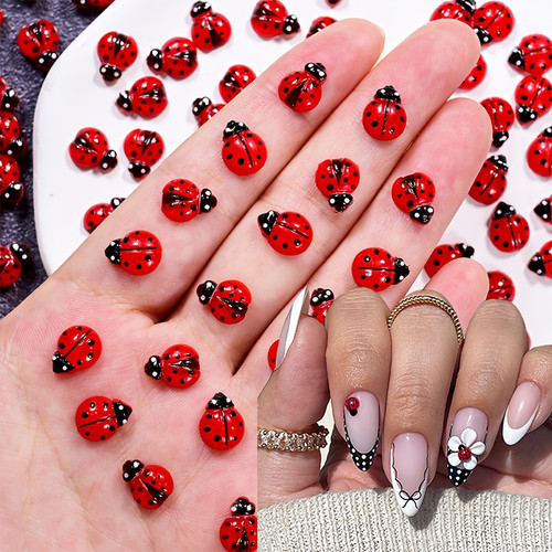 20pcs Cute Ladybug Nail Charms