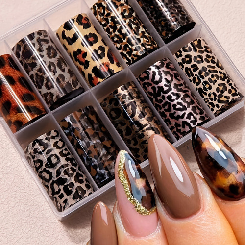 Leopard & Cheetah Print Nail Foil Stickers – 1 Box