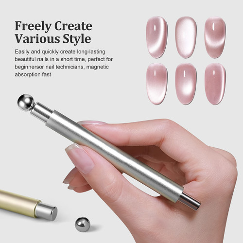 3D Cat Eye Nail Magnet Tool with Round Steel Bead