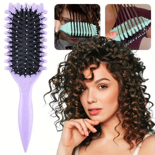 Pink Curly Hair Brush with Black Bristles