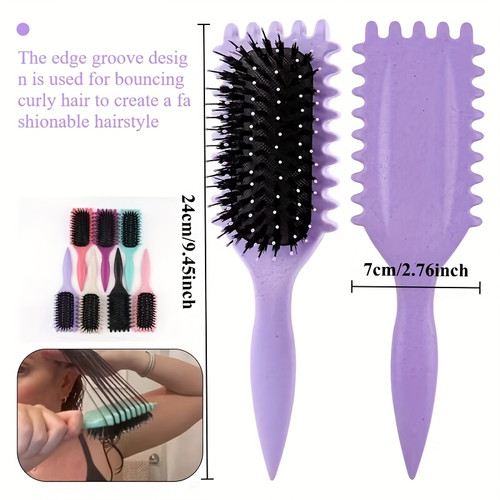 Pink Curly Hair Brush with Black Bristles