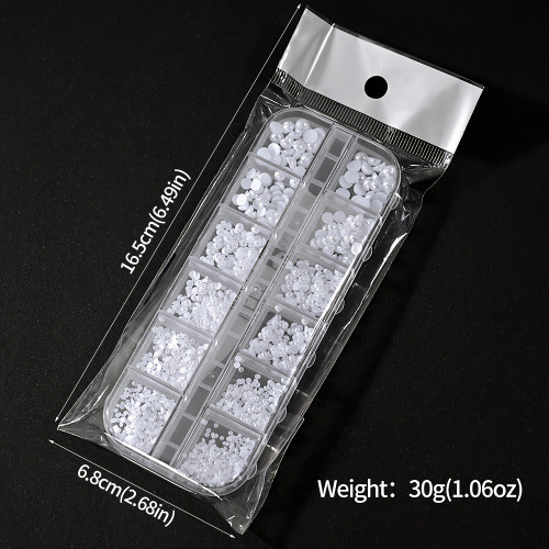 12-Grid White Semicircular Nail Art Set