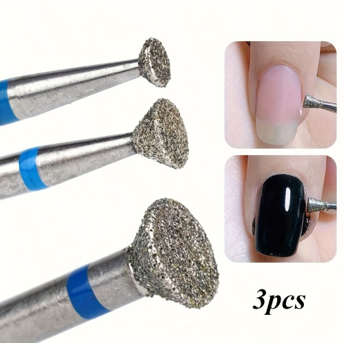 3pcs Diamond Cuticle Removal Bits with 3/32 Shank
