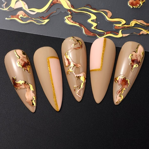 3pcs Marble Wave Abstract Nail Stickers