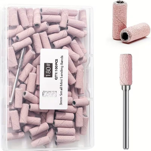 100pcs Small Sanding Bands with Mandrel Bit