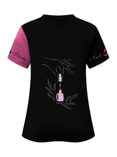 Nail Technician Scrub Top V-Neck Nail Studio Uniform