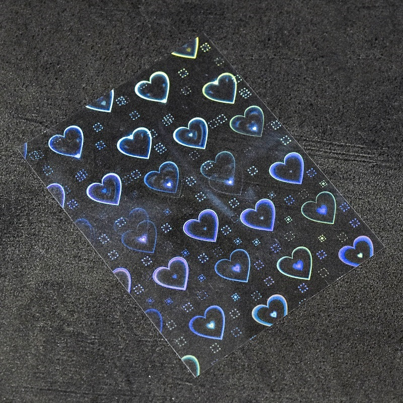 3D Aurora Laser Heart Nail Art Sticker