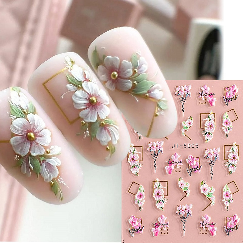 5D Flower Nail Sticker Decals