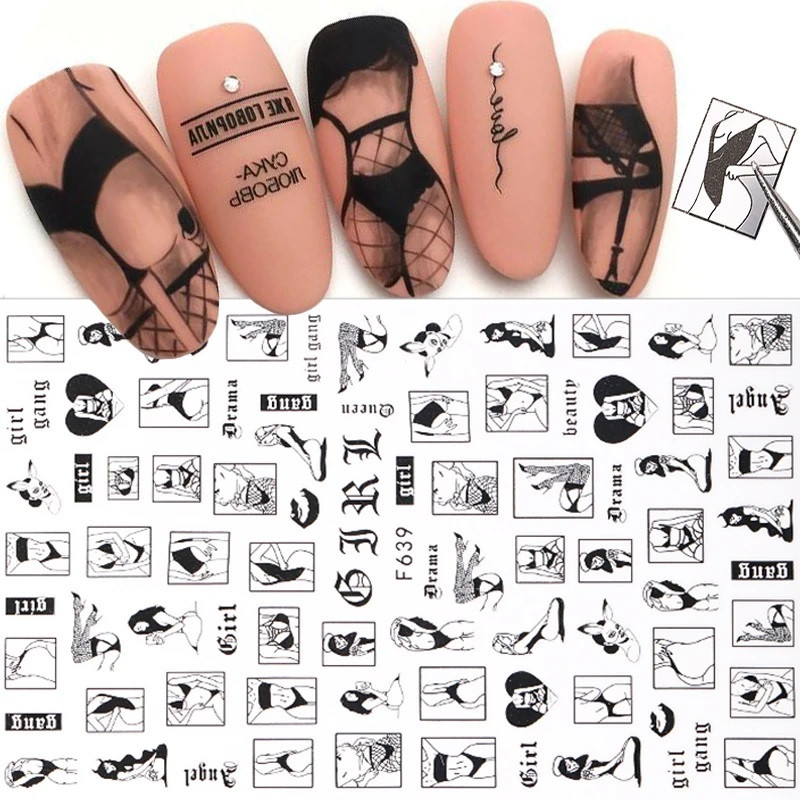 3D Nail Stickers - Woman Abstract