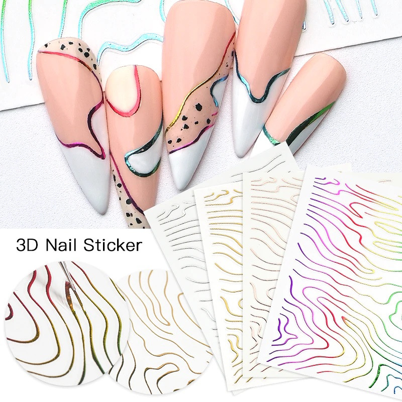 3D Metallic Line Nail Sticker