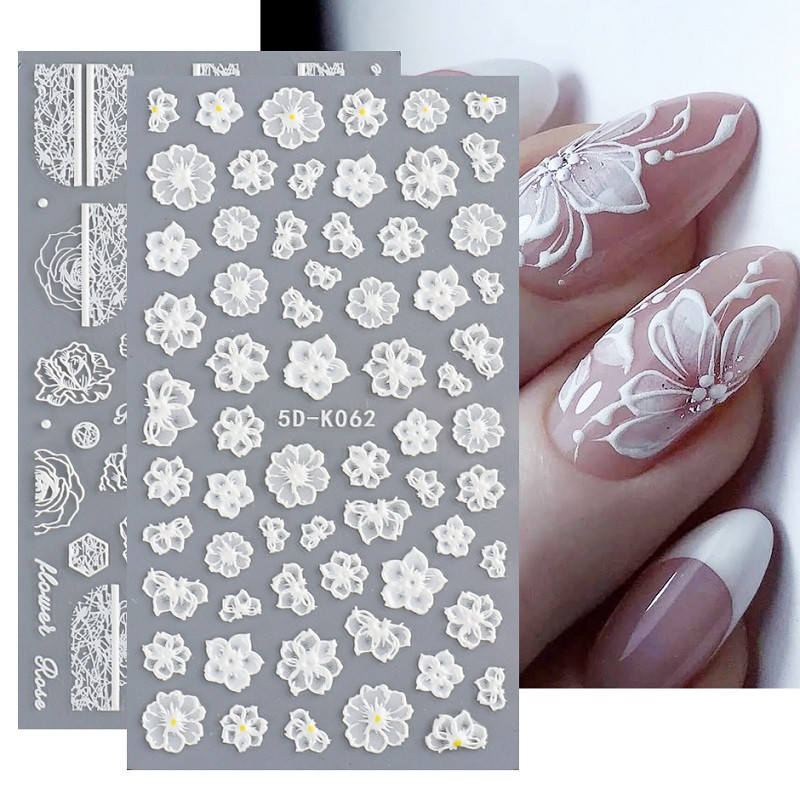 5D Flowers Lace Nail Stickers
