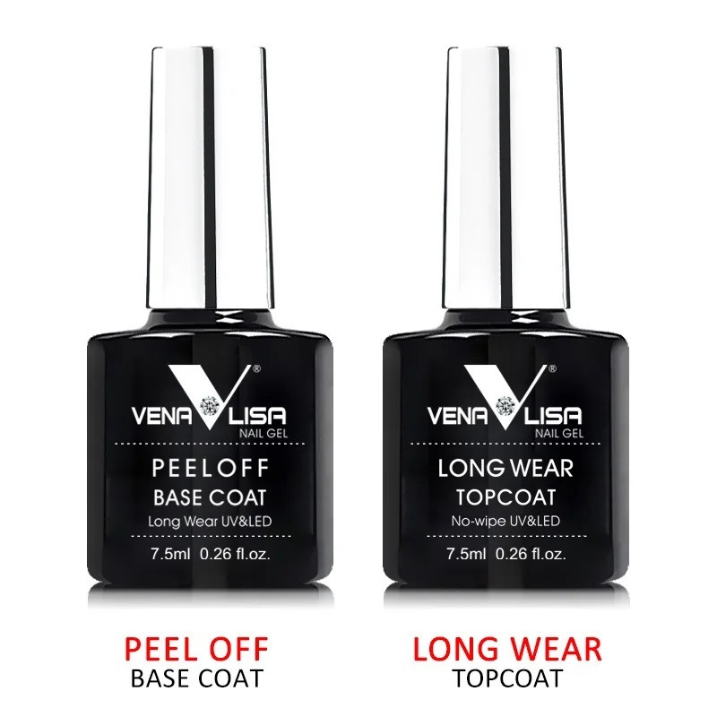 Venalisa UV/Led Peel Off Base Coat and Long Wear Top Coat (No Sticky) 7.5 ml