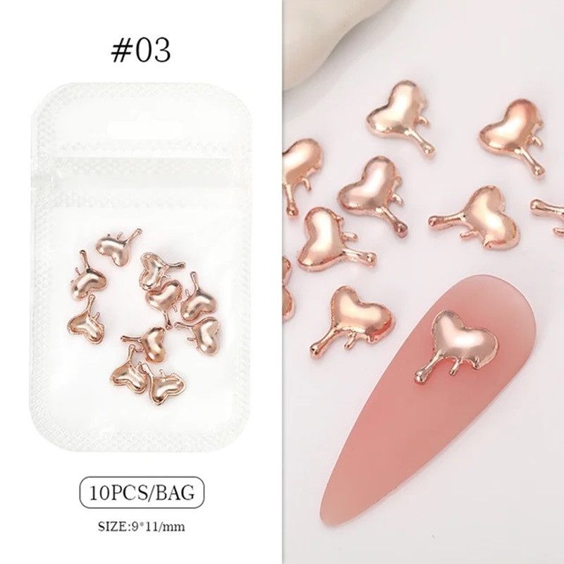 10 Pcs Dropping Heart Charm Beads