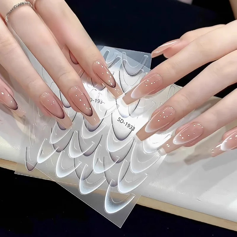 Gradient French Line Nail Art Stickers