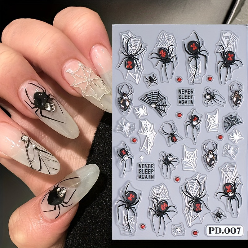 5D Embossed Spider Web Nail Sticker