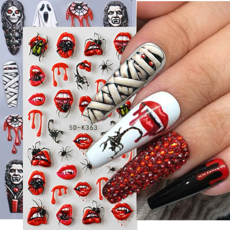 2pcs Gothic Halloween Nail Stickers