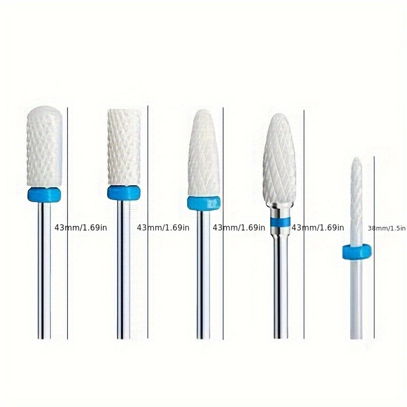 A Set of 5 Ceramic Nail Drill Bits