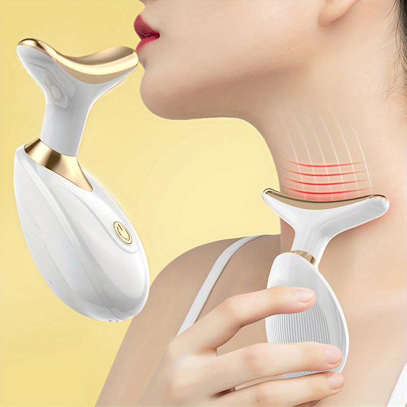 Compact electric facial beauty device with vibration