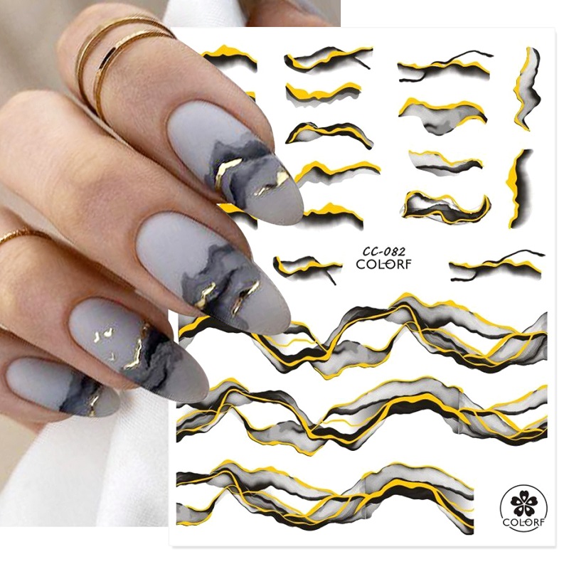 Gold Black Nail Stickers N6012 C082 Gold Black Nail Stickers N6012 C082