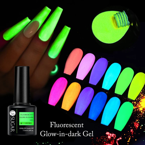 Luminous Gel Nail Polish Green Fluorescent Glow in Dark Semi