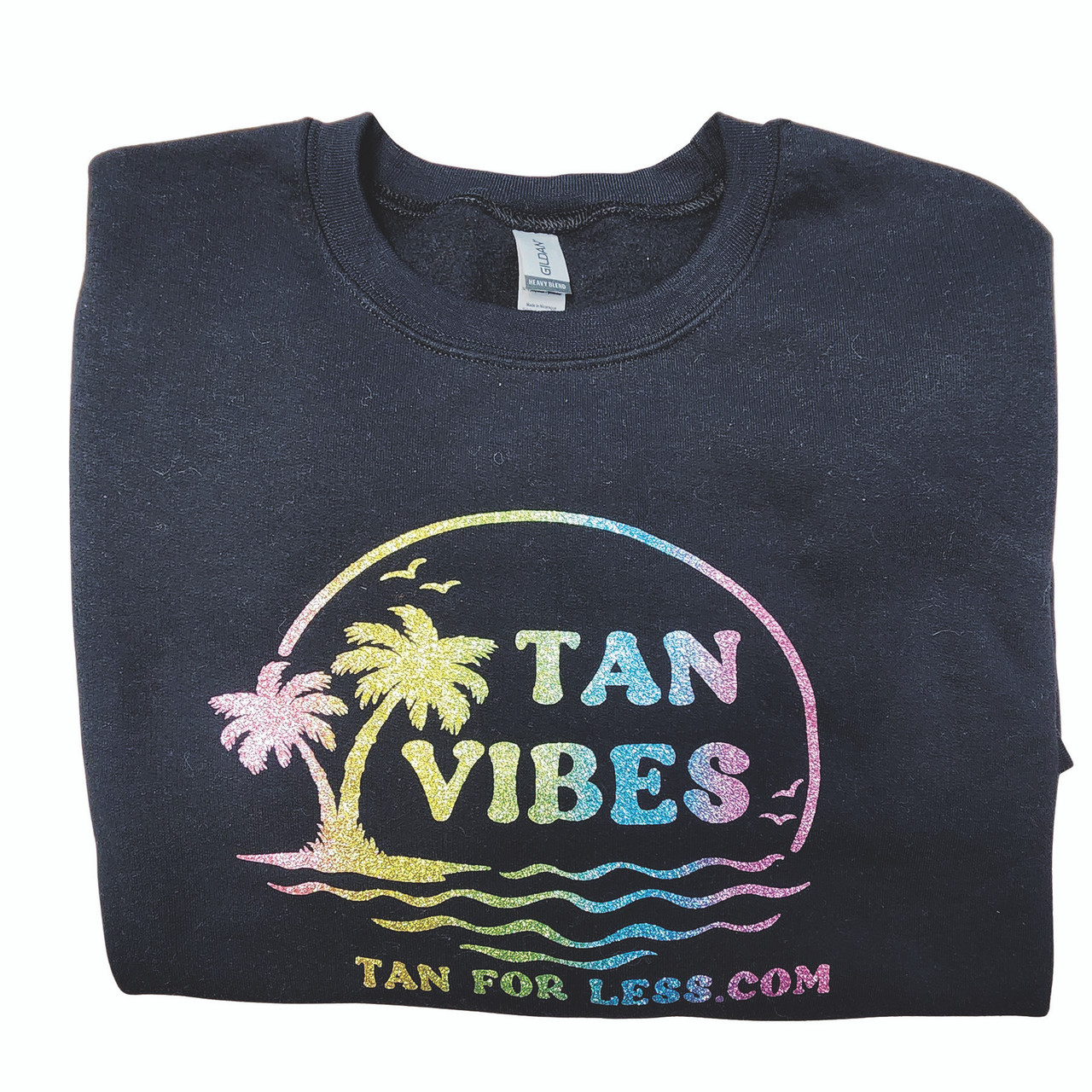 Black Sweatshirt with Rainbow Glitter Lettering