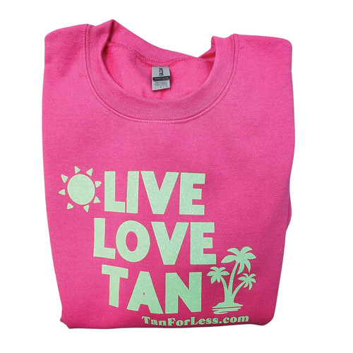 Pink Sweatshirt with Neon Green Glitter Lettering