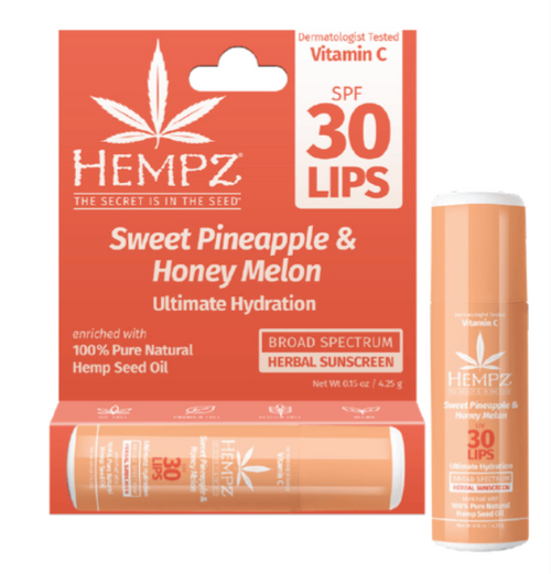 Hempz Herbal Lip Sunscreen SPF 30 Sweet Pineapple & Honey Melon - 0.15 oz.